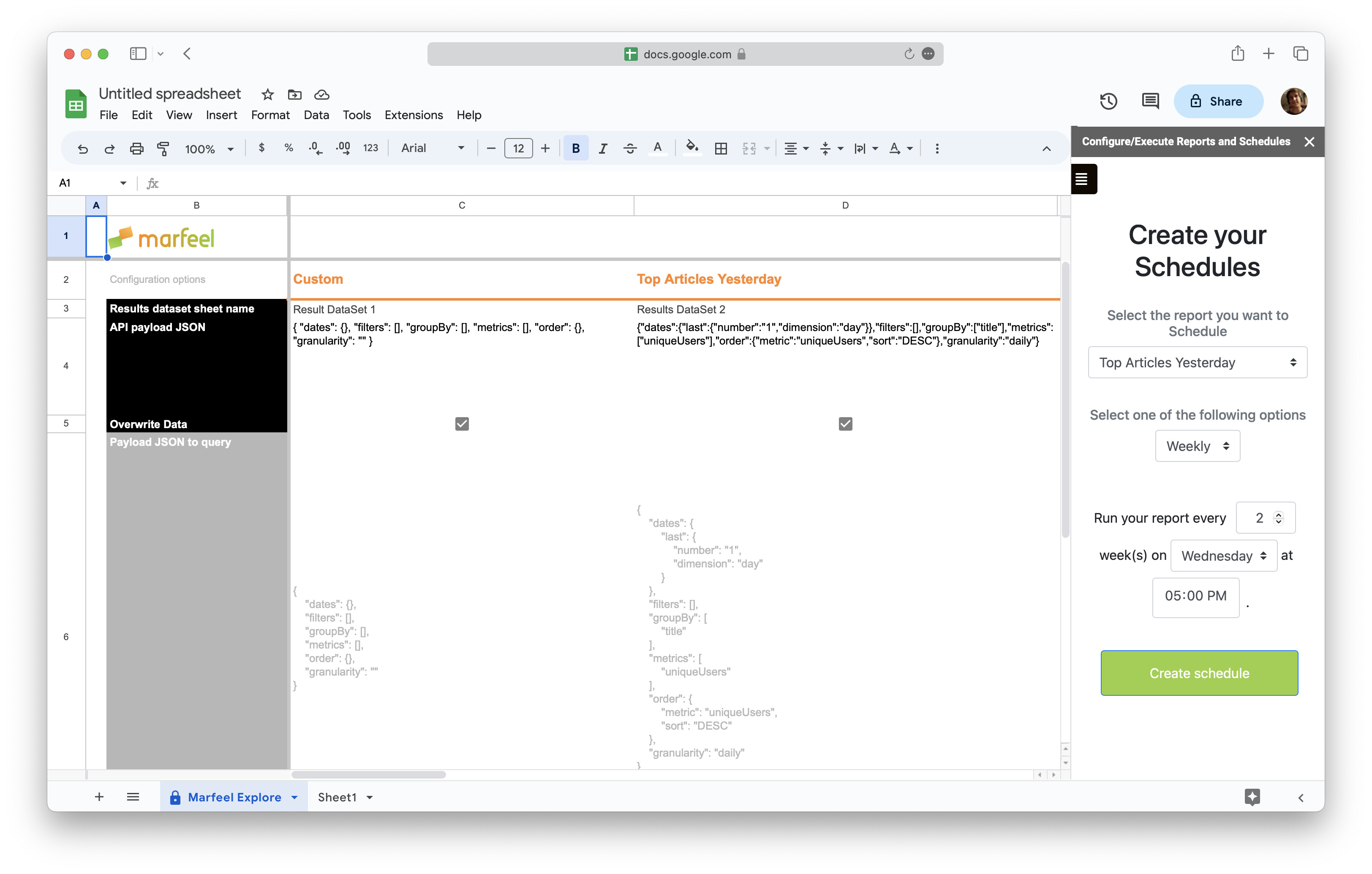 Schedule creation panel with daily, weekly, and monthly recurrence options|690x439