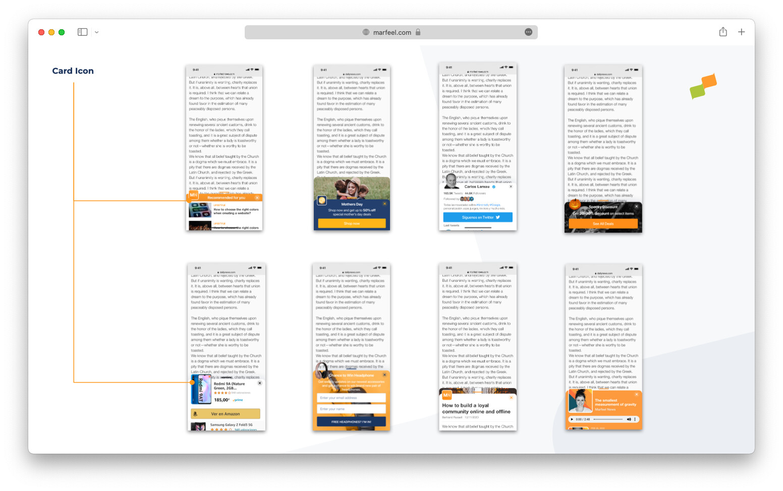 Card icon overlapping Flowcard content and hero image|690x433