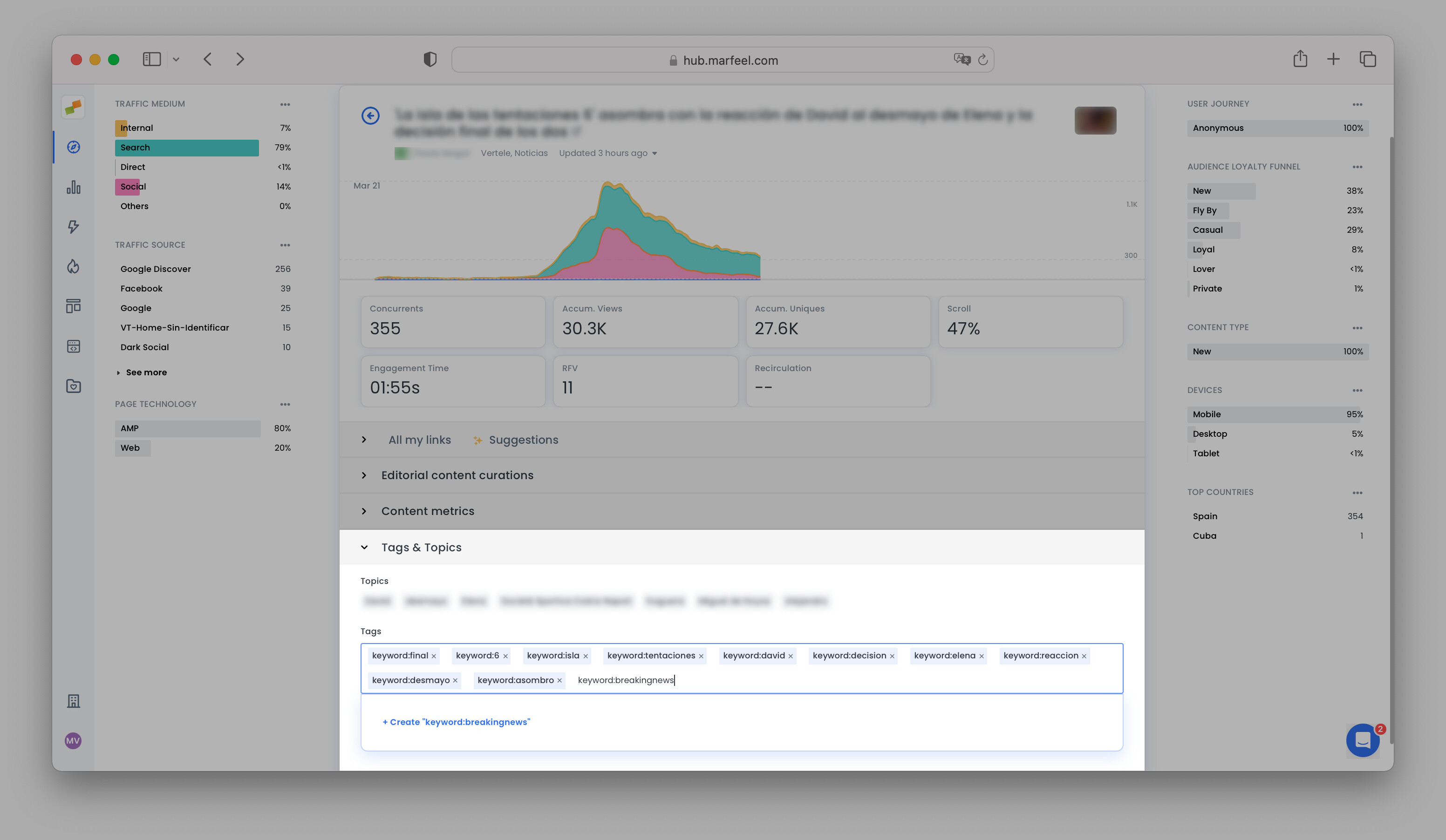Compass article detail showing the Tags and Topics section with the Add button for manual tagging|690x401