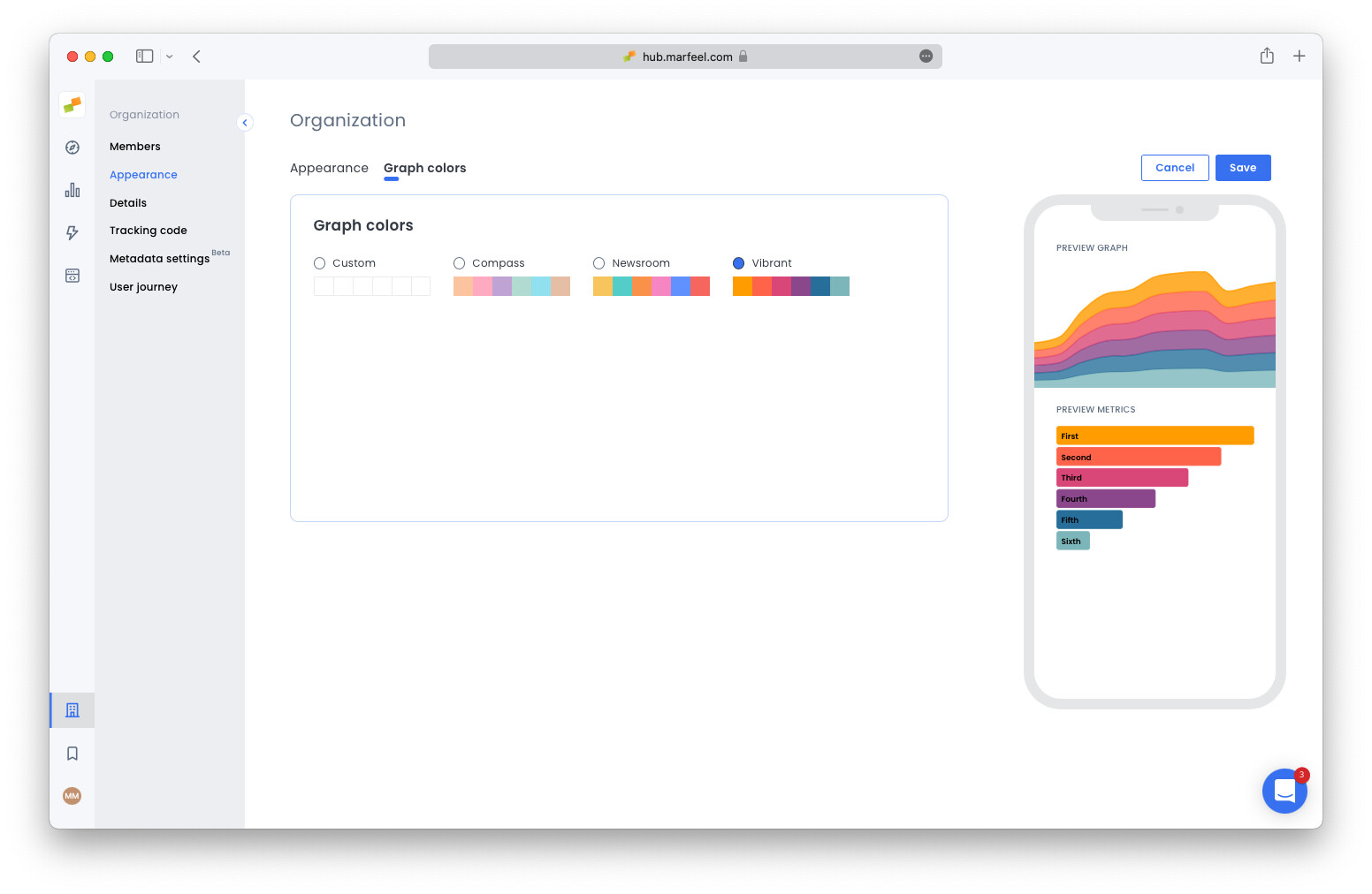 Chart color preview using the Vibrant graphics theme|690x449
