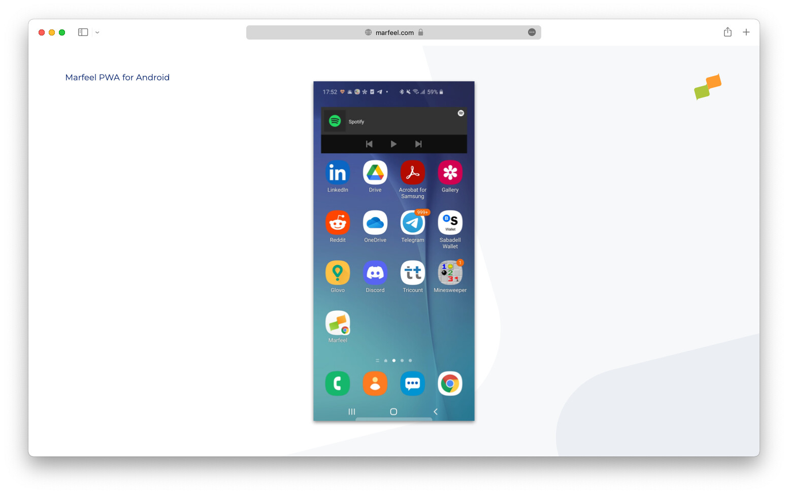 Marfeel PWA icon on the Android home screen|690x433