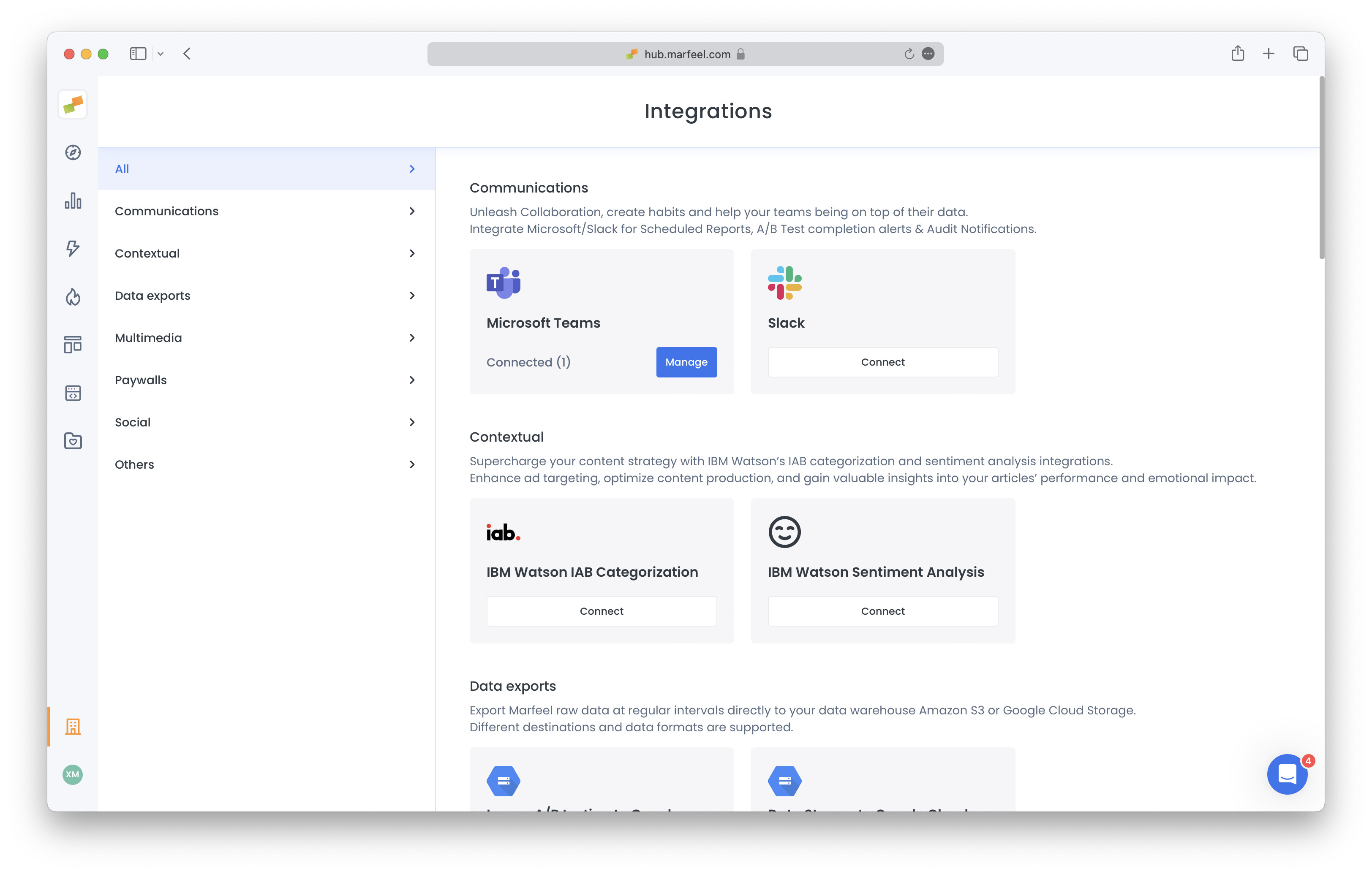 Organization settings page showing the Slack integration option under Integrations|690x439