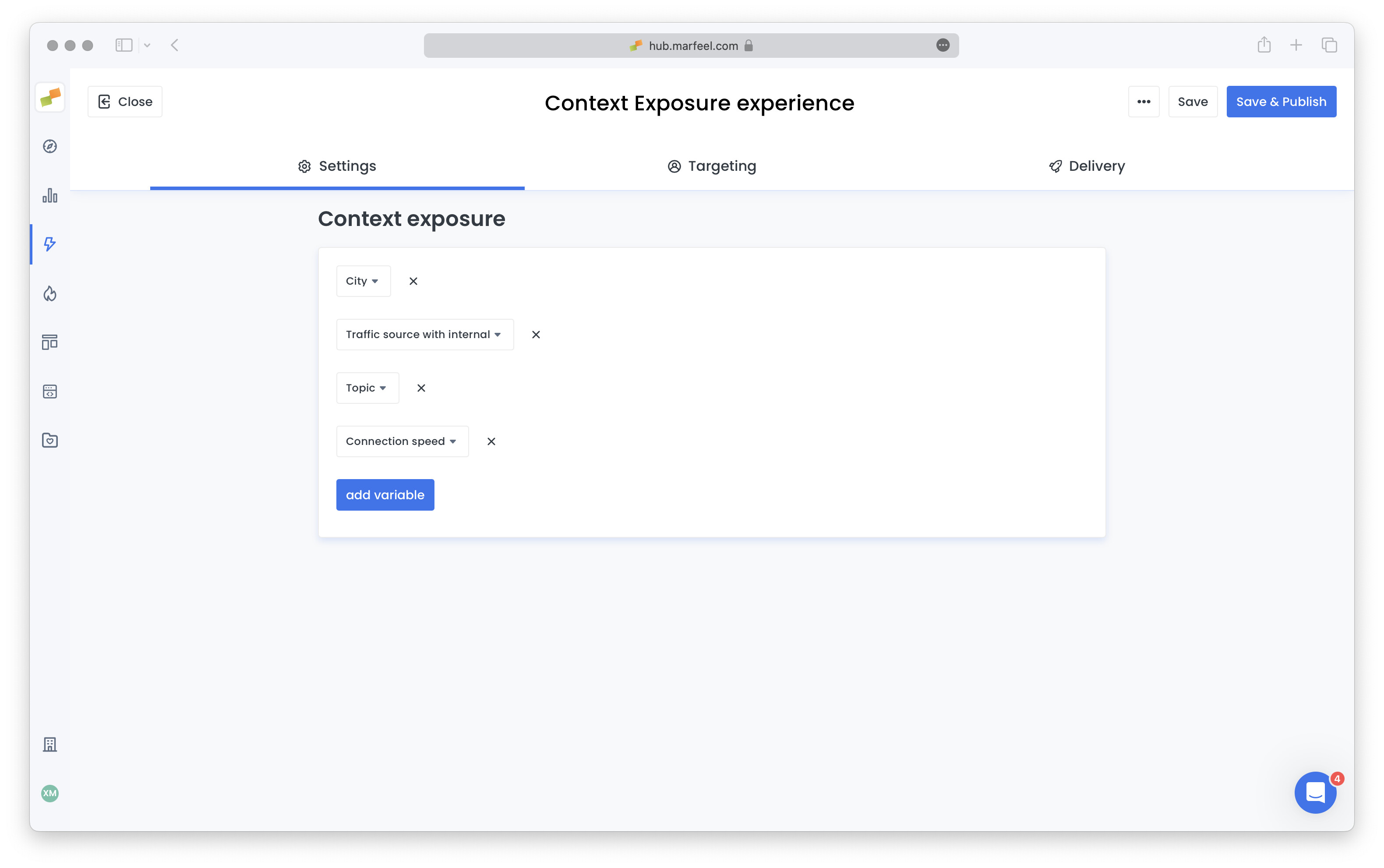 Context Exposure configuration screen with variable selection dropdown|690x432