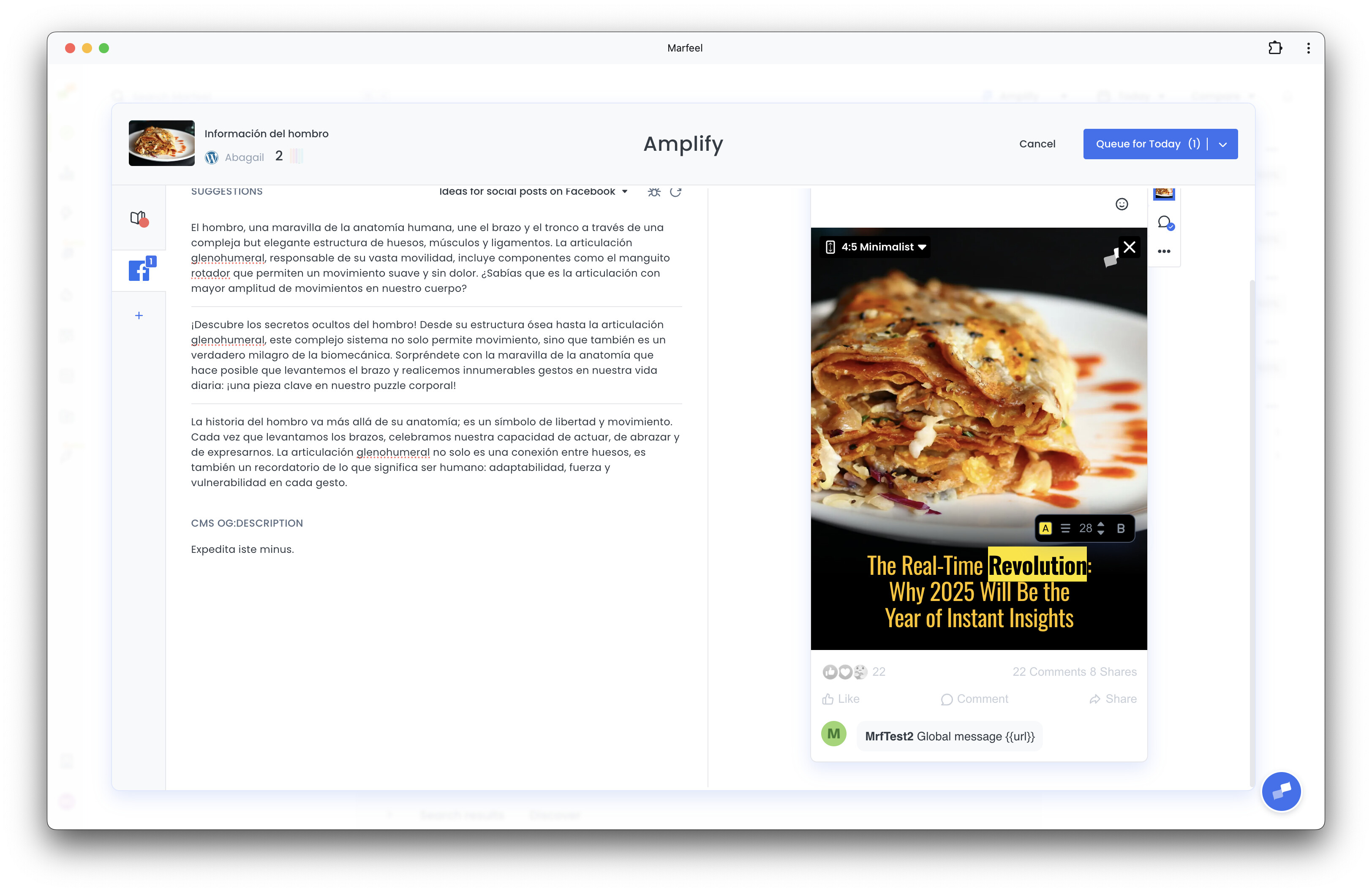 Text highlighter tool applying custom color styling to a headline in the Amplify composer|690x448