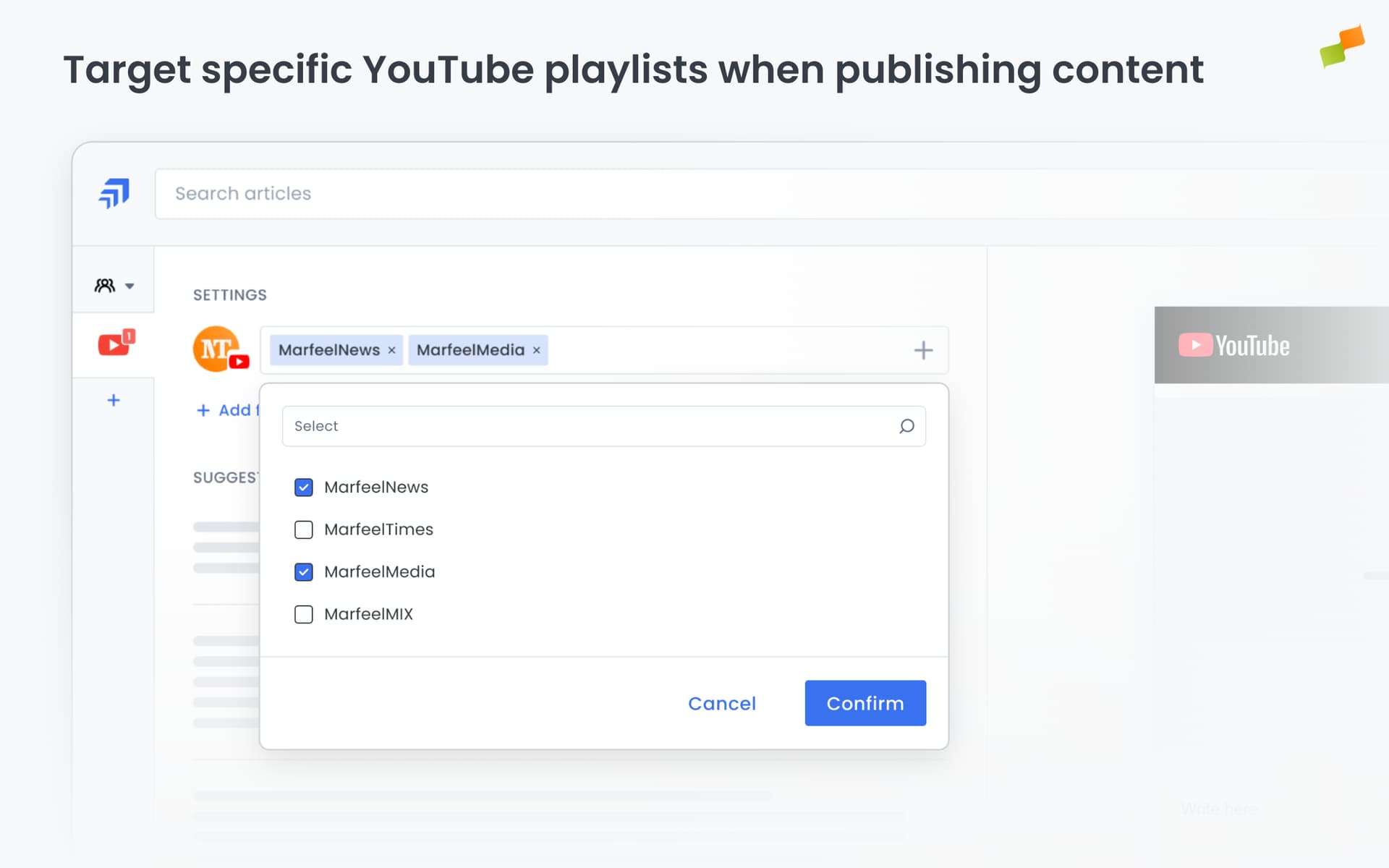 Target specific YouTube playlists when publishing content|690x431