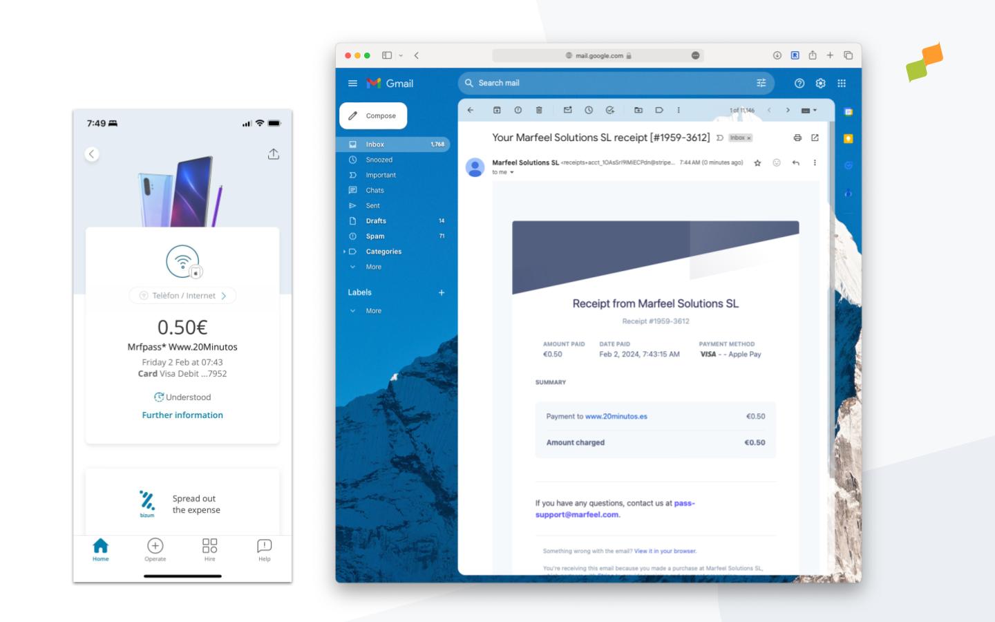 MarfeelPass email invoice showing payment confirmation details|690x431