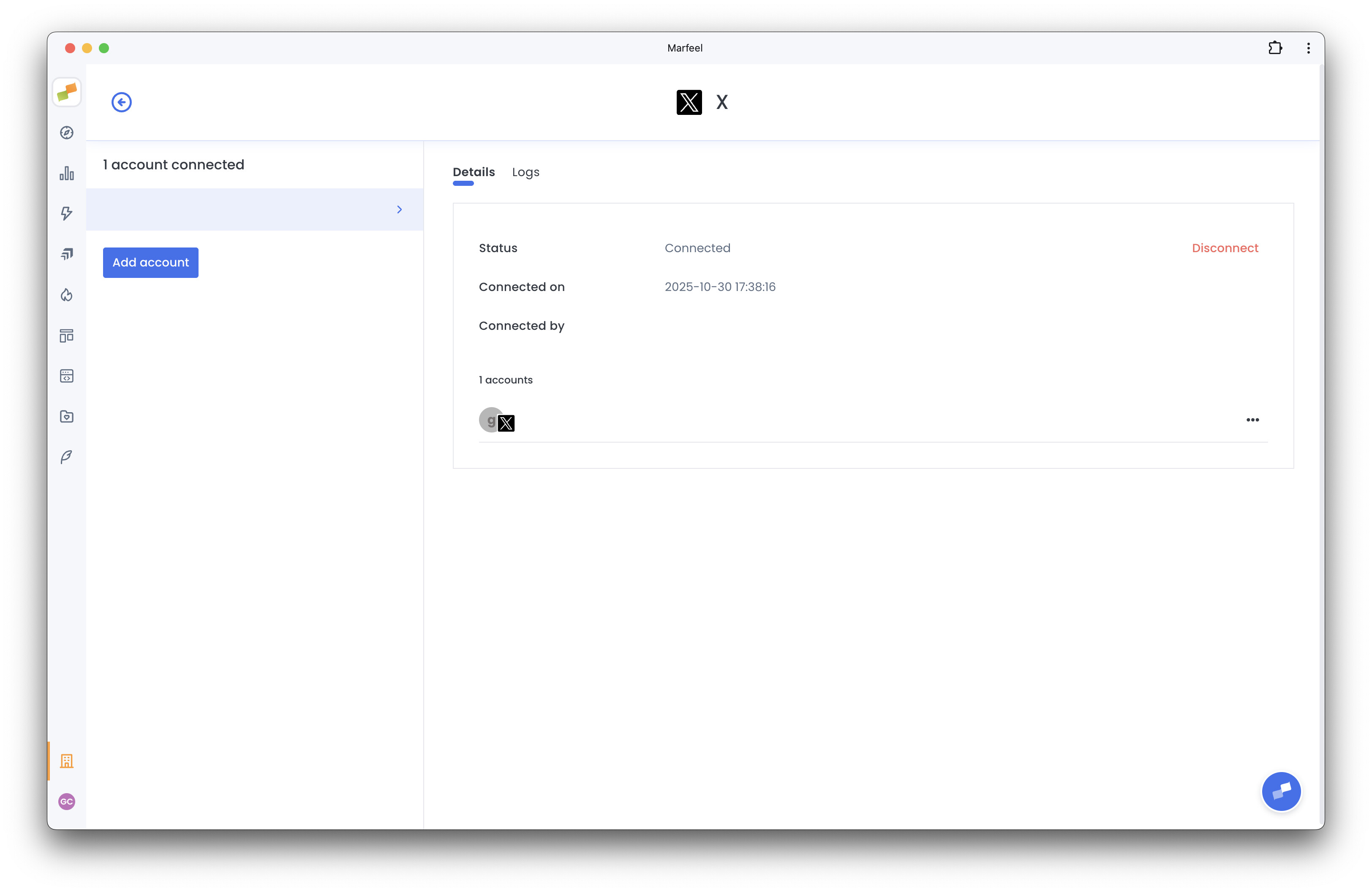 Completed X integration screen showing a successful connection status|690x448