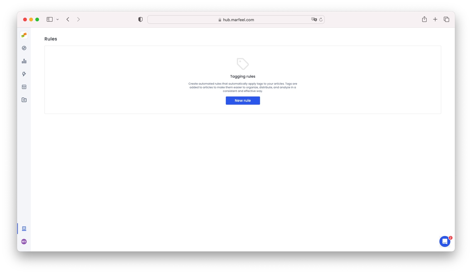 Tagging Rules new rule button in Organization settings|690x401