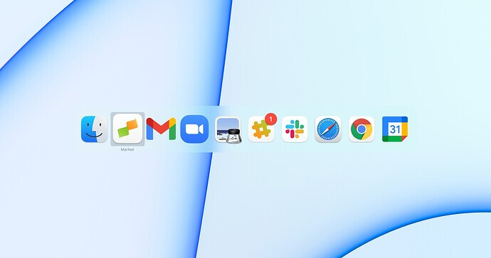 macOS app switcher showing Marfeel PWA as a standalone application|690x363