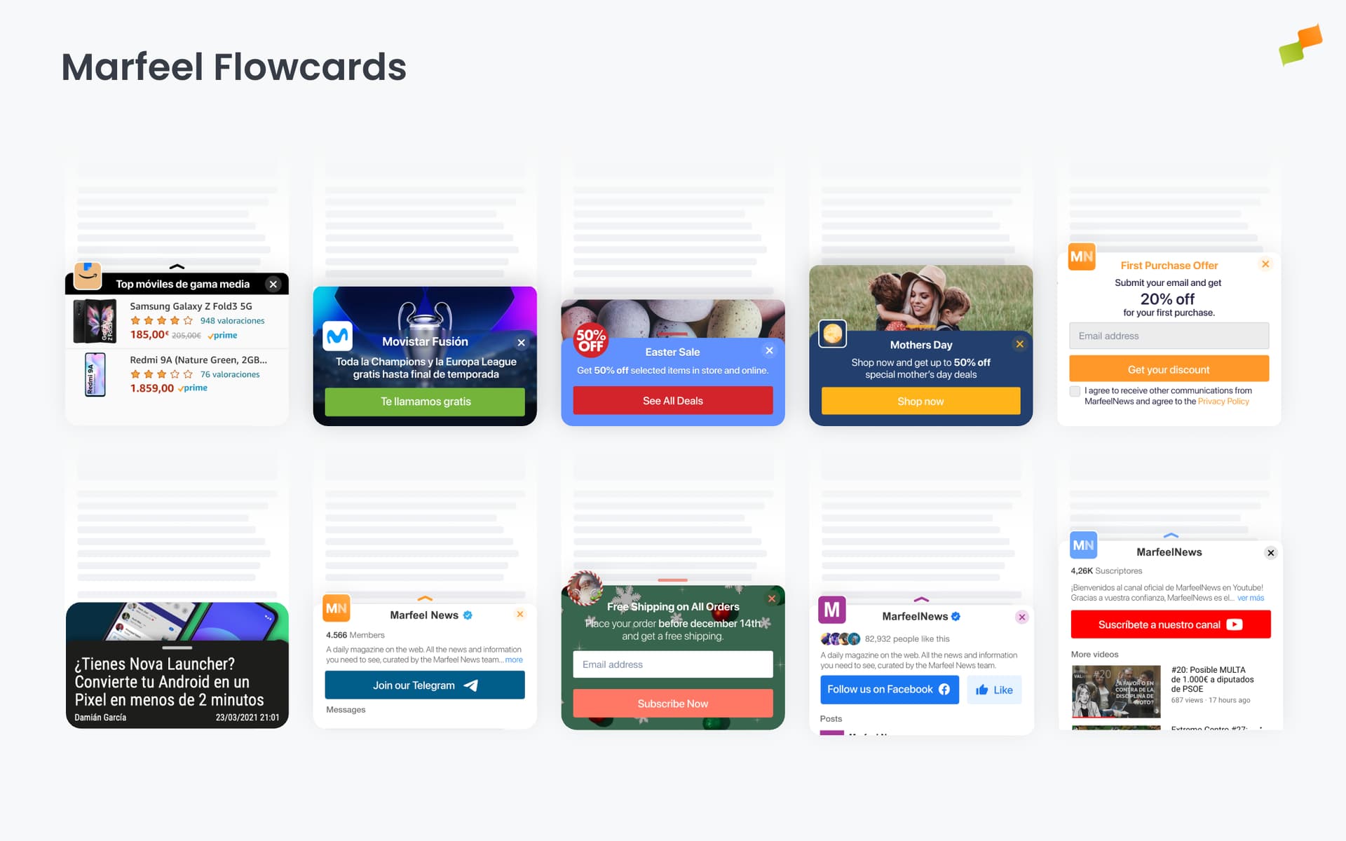 Flowcard overlay experience showing a scroll-bounded card on mobile|690x431