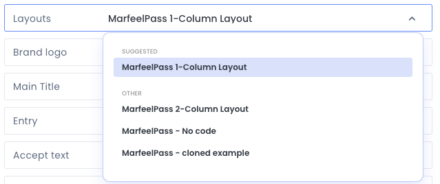 Layout Manager showing a duplicated MarfeelPass template ready for customization|639x268
