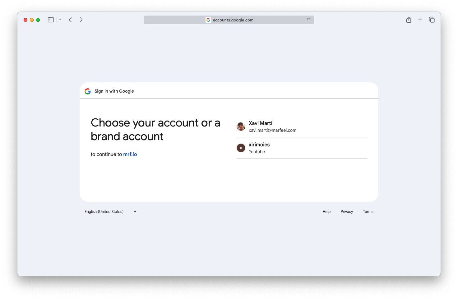 Google account selection screen for YouTube channel authorization|690x450