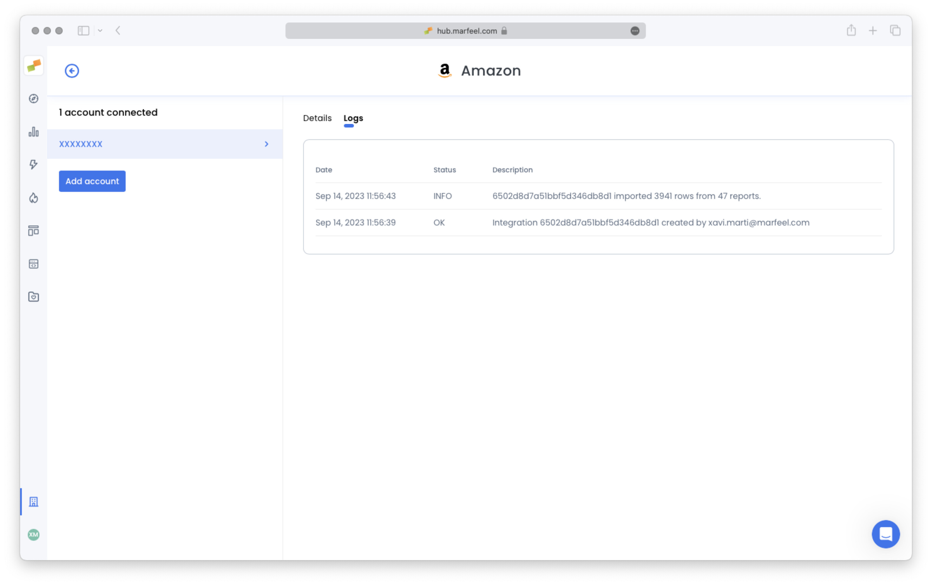 Integration status and extraction logs panel|690x432