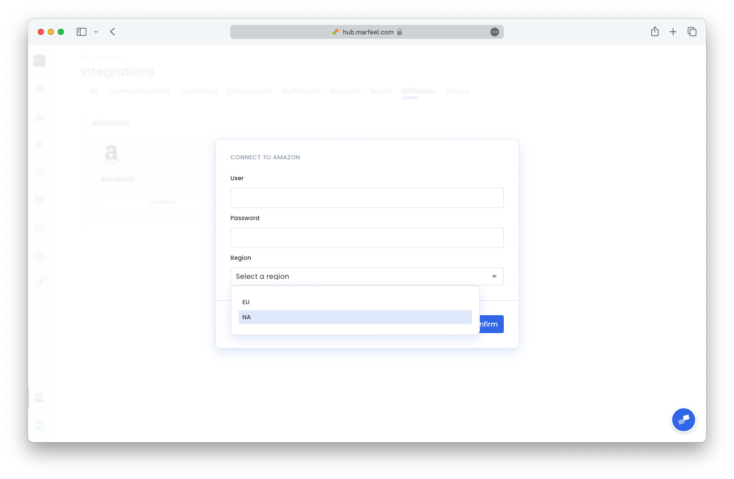 Amazon Associates Data Feeds credential entry form|690x450