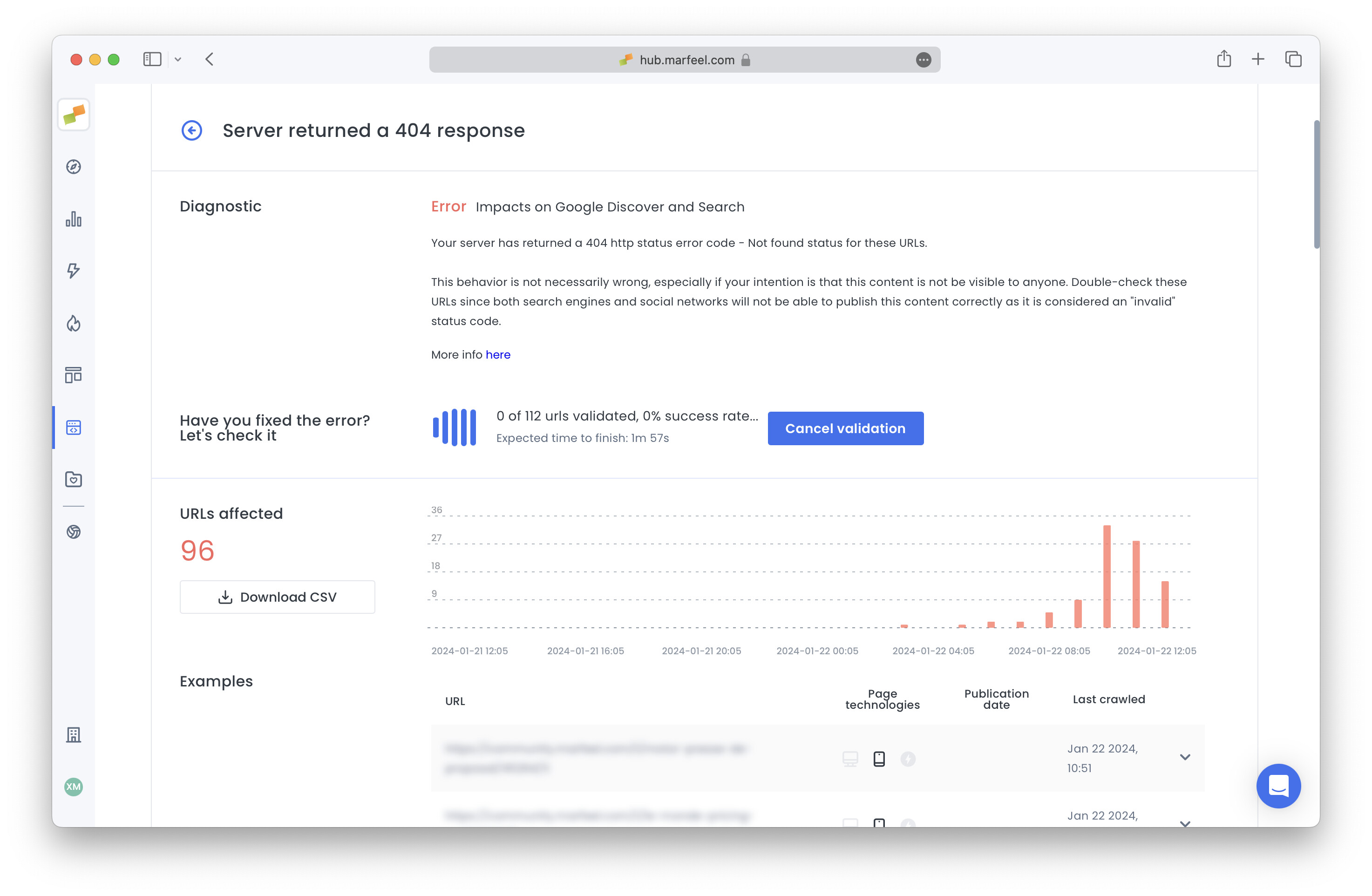 Audits revalidation progress bar with cancel option in Detail View|690x450