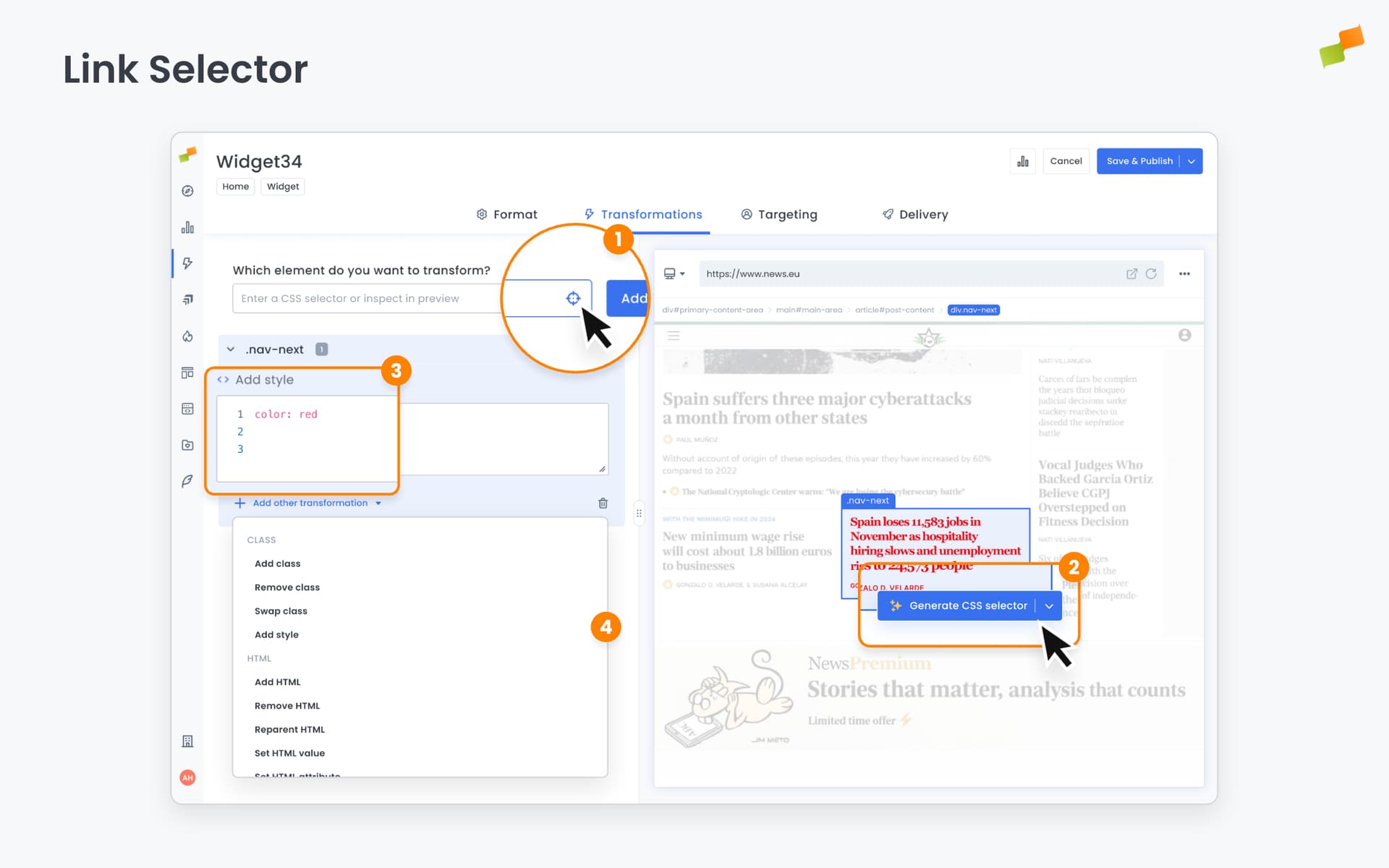 Copilot generating an optimized CSS selector from a selected page element|690x431