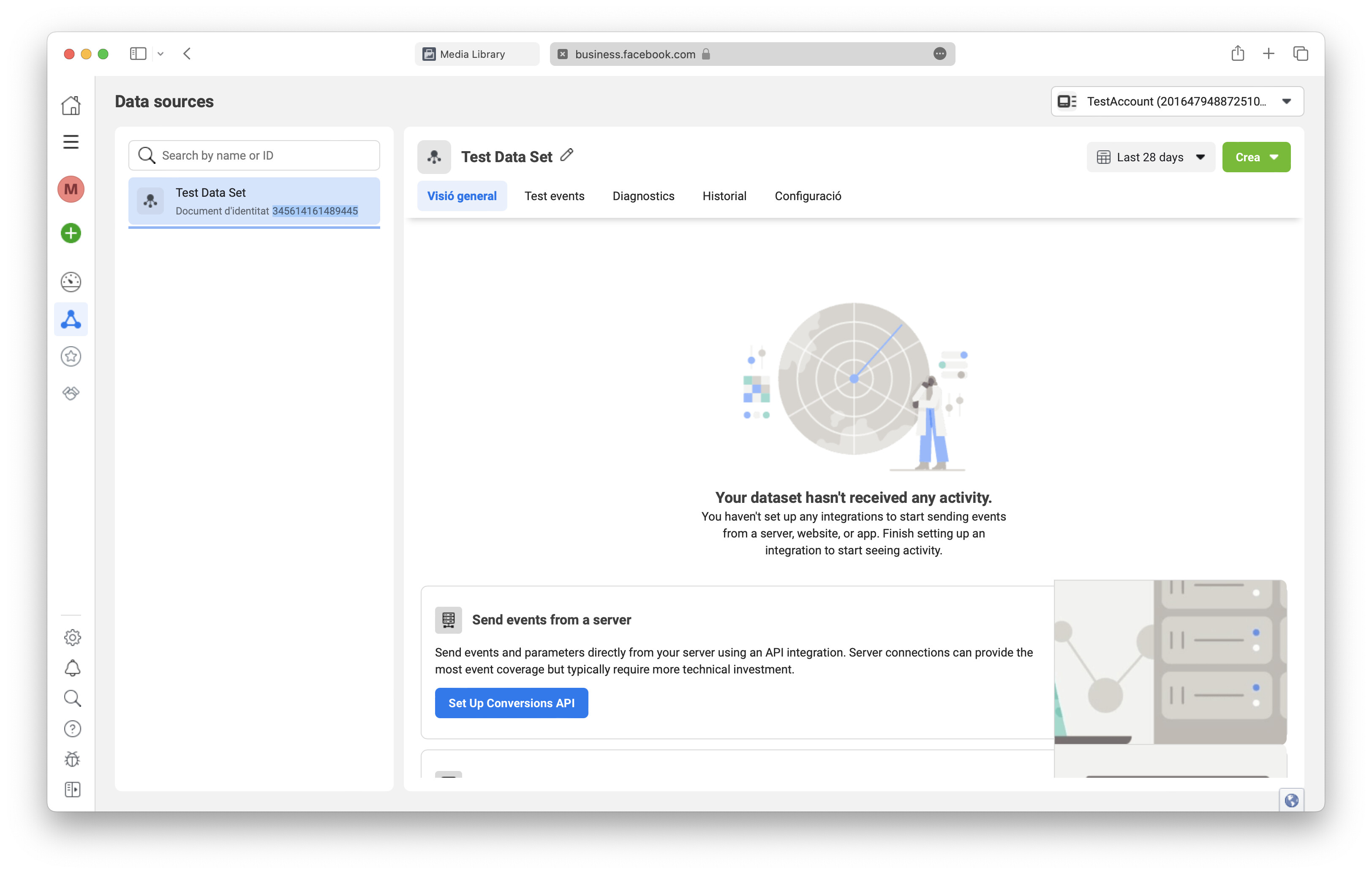 Data Sources sidebar showing new Pixel ID ready to copy|690x439
