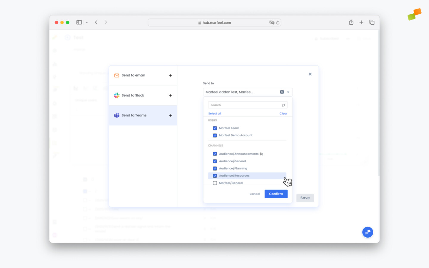 Microsoft Teams channel and user selector for scheduling report delivery via Teams|690x431