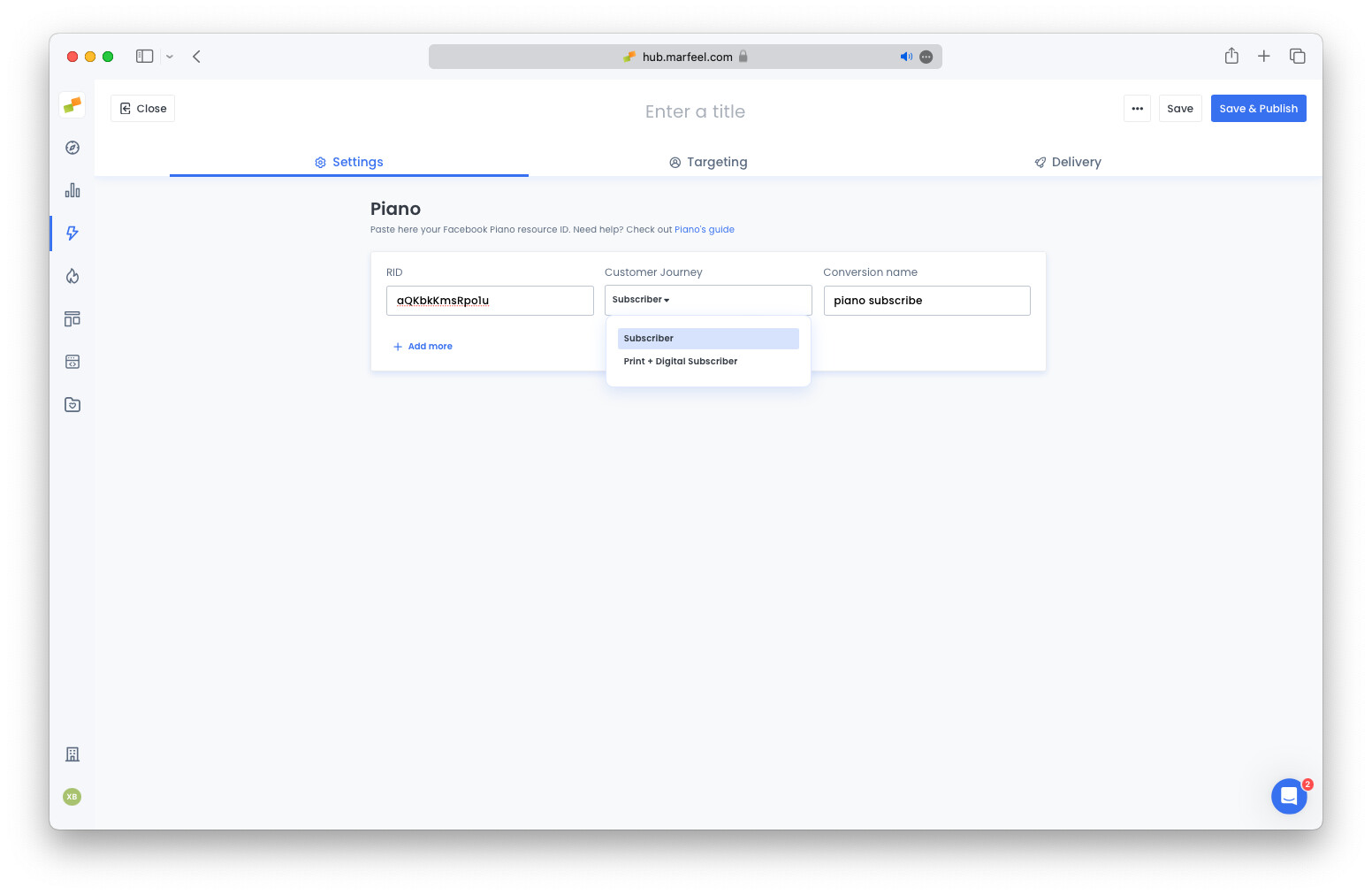 Custom subscriber stage mapping with Piano RID dropdown|690x449
