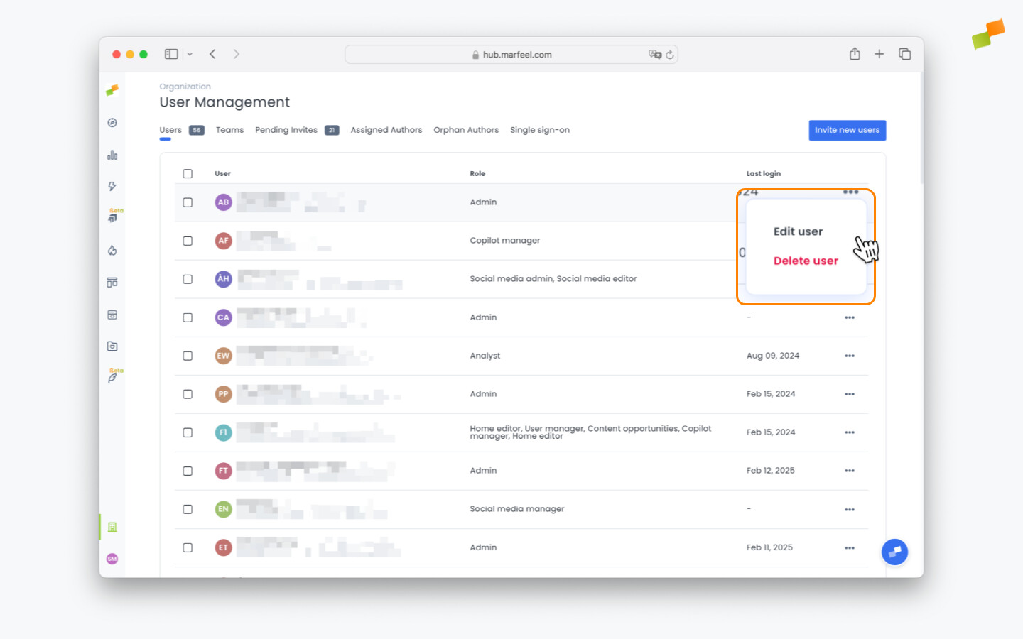 Three-dot menu next to a user showing the Edit user option|690x431
