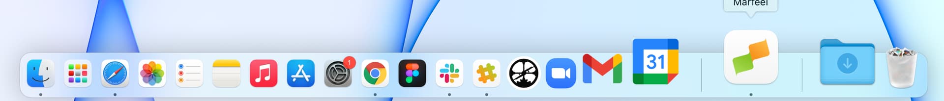 macOS dock showing the Marfeel PWA icon|690x74
