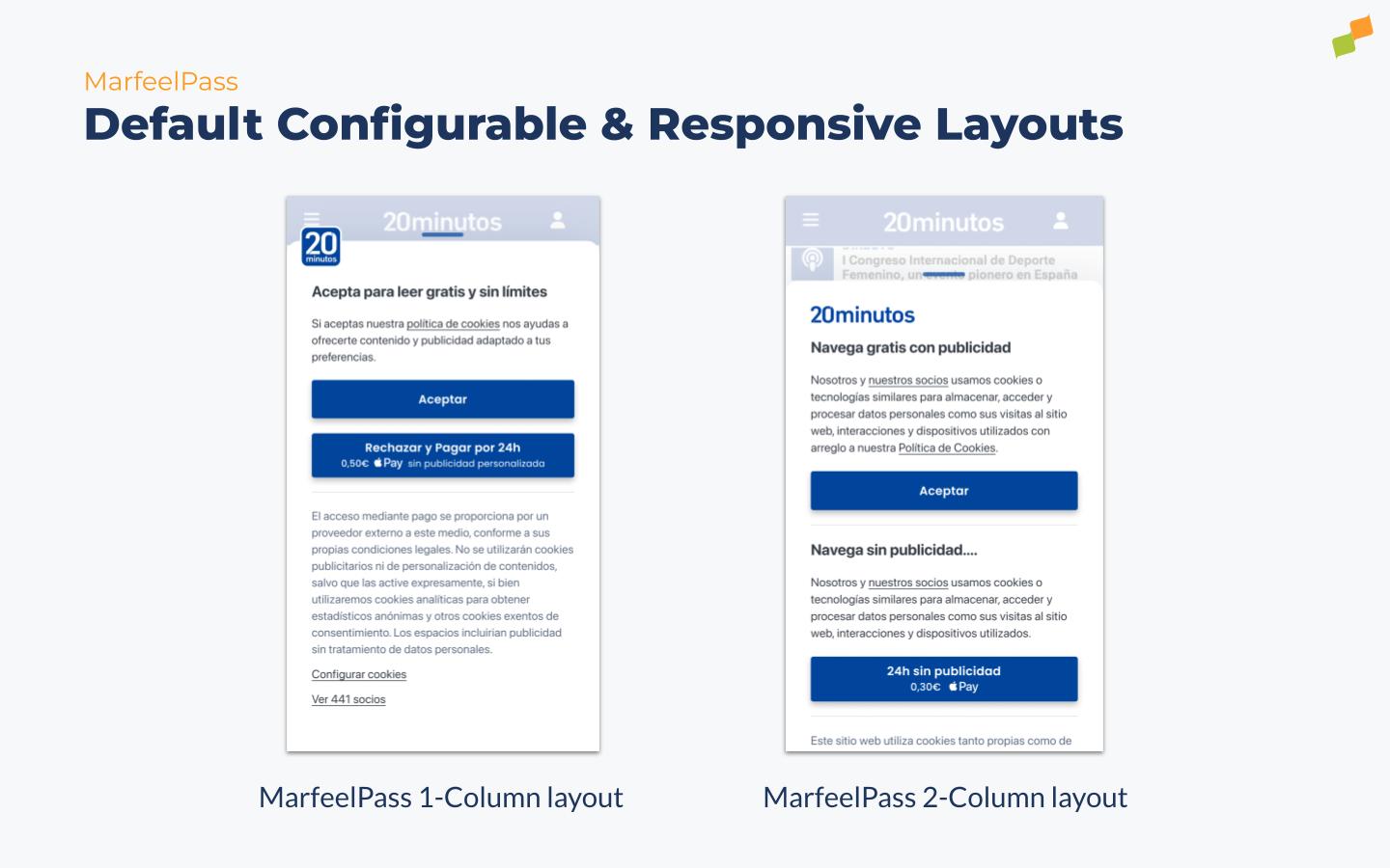 MarfeelPass one-column CMP notice layout option