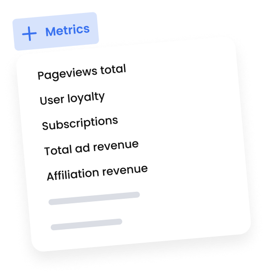 Marfeel Reporting - Metrics selector