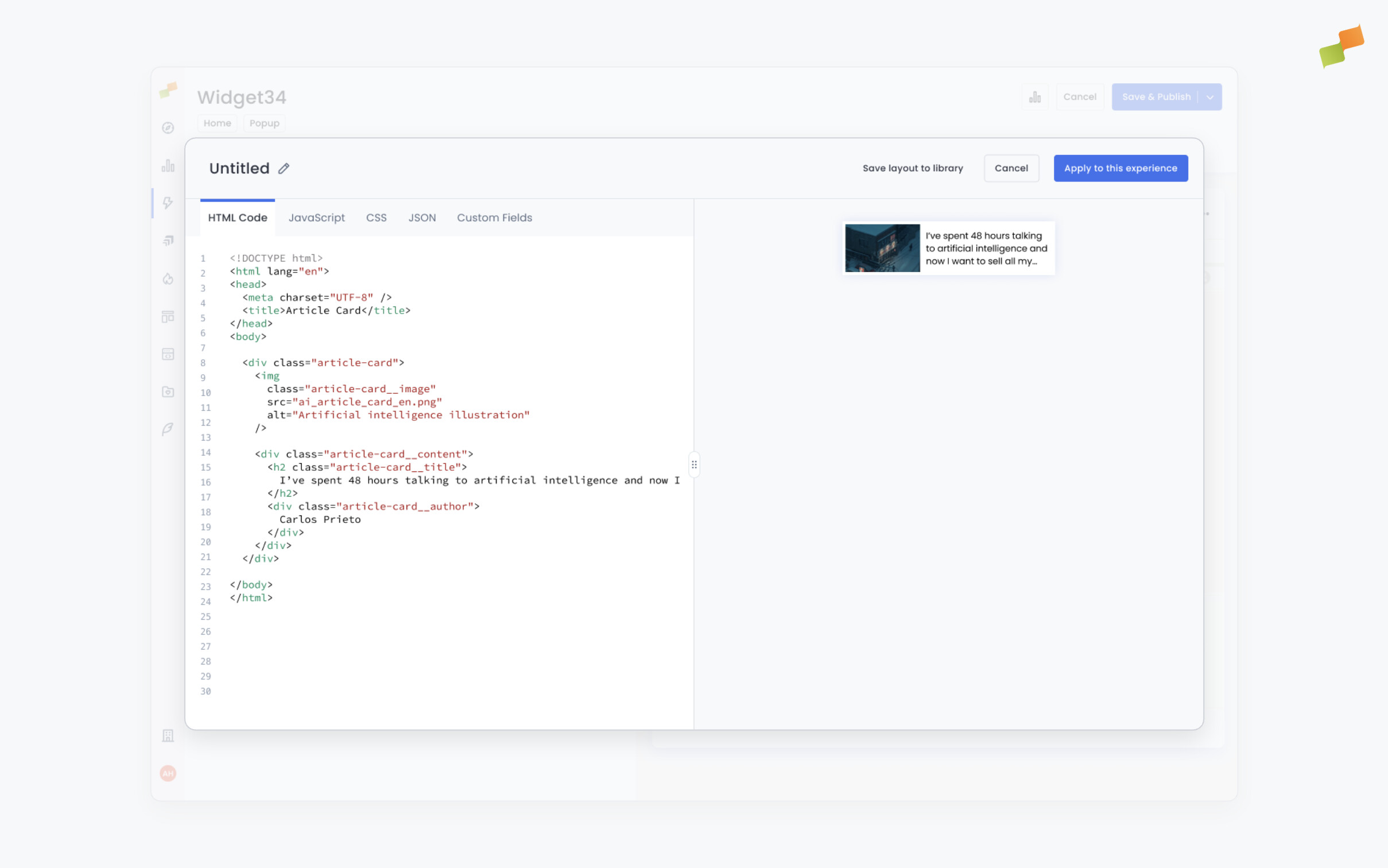 Preview popup showing the Copilot-generated layout before applying|689x431