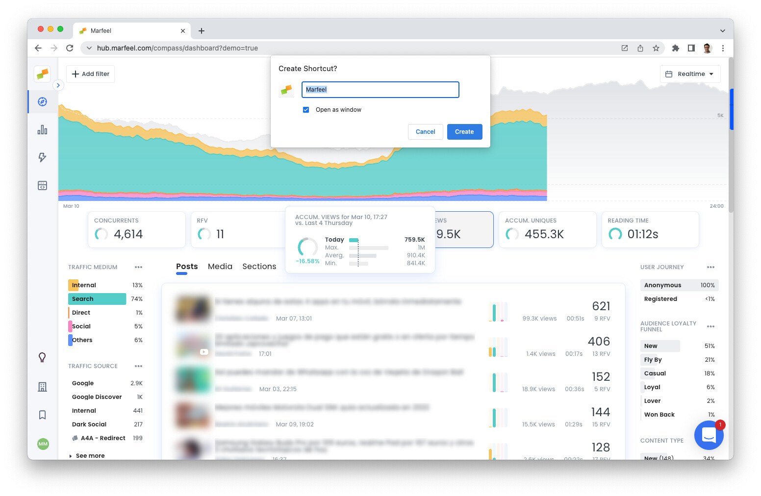 Chrome Create shortcut dialog with Open as window checkbox|690x449