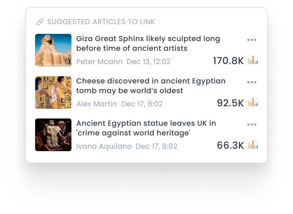 Marfeel Copilot - Suggested articles to link