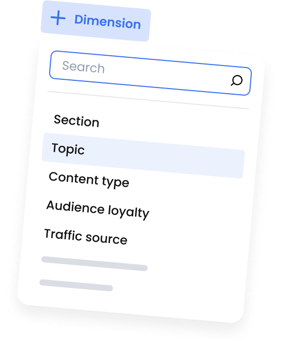 Marfeel Data & BI - Dimension selector