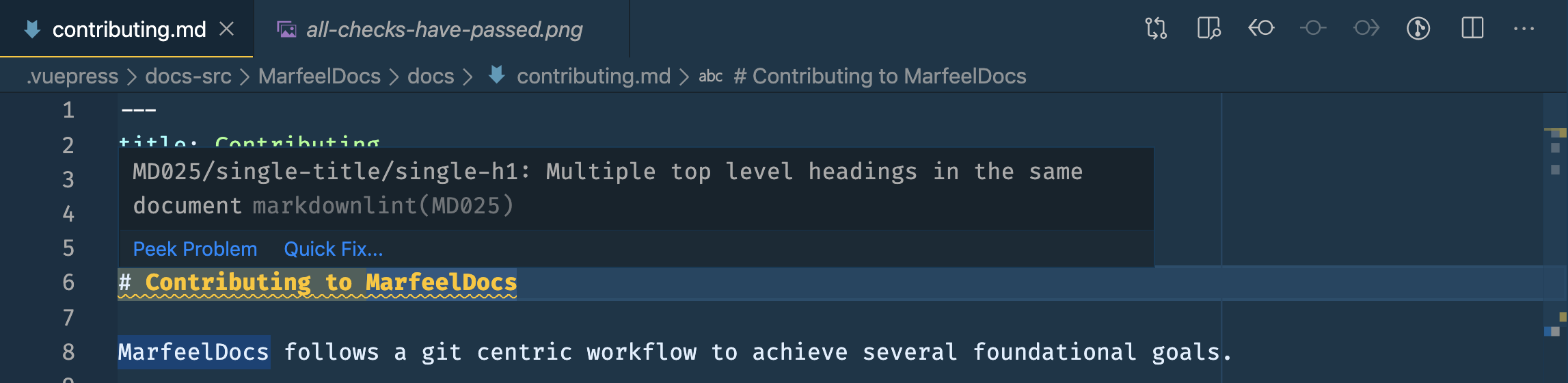 markdown lint warnings